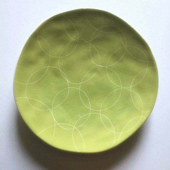 PIER 1 Salad Plates Green Set of 2 - Circles Cerchi made in Italy Pottery - Picture 4 of 4